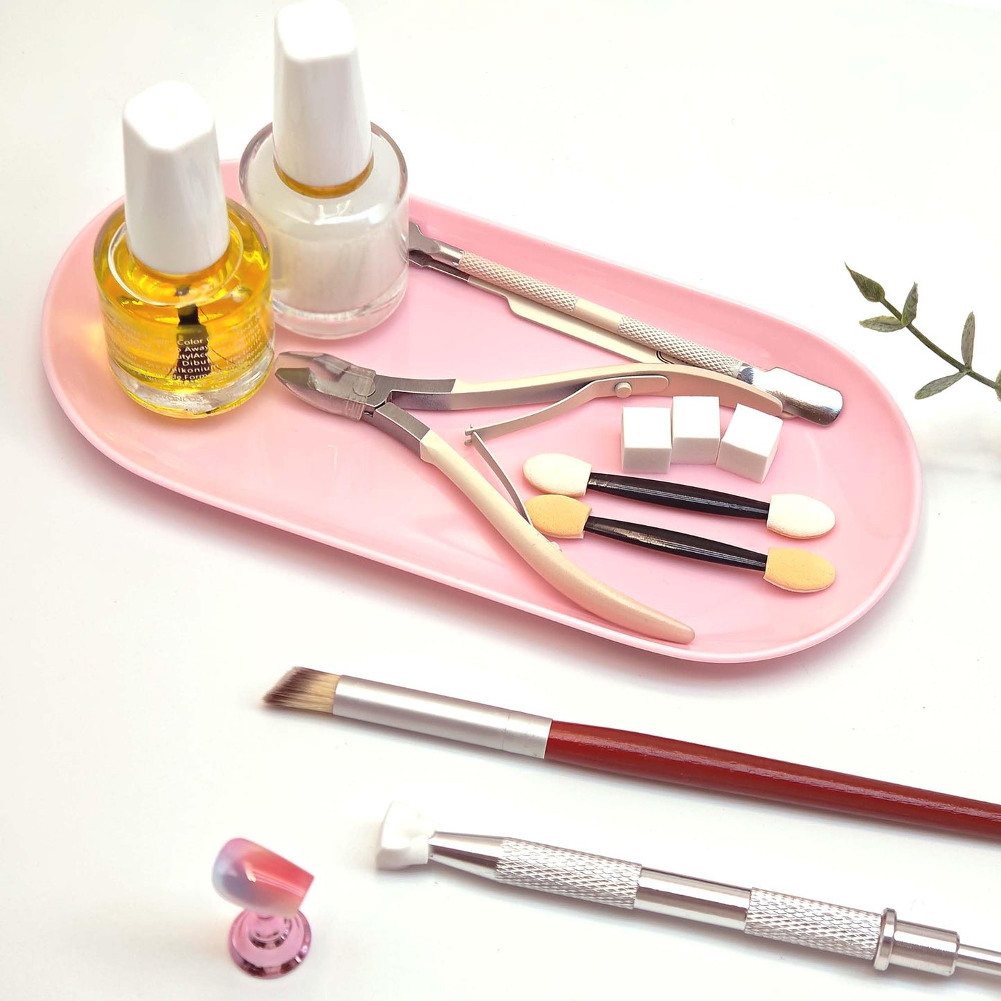 cgllwnmix Nail Tray Pink Manicure Tool Tray Display Nail Art Dish Storage Oval Manicure Tray Jewelry Rhinestone Cosmetics Organizer Decorative Small Storage Plate