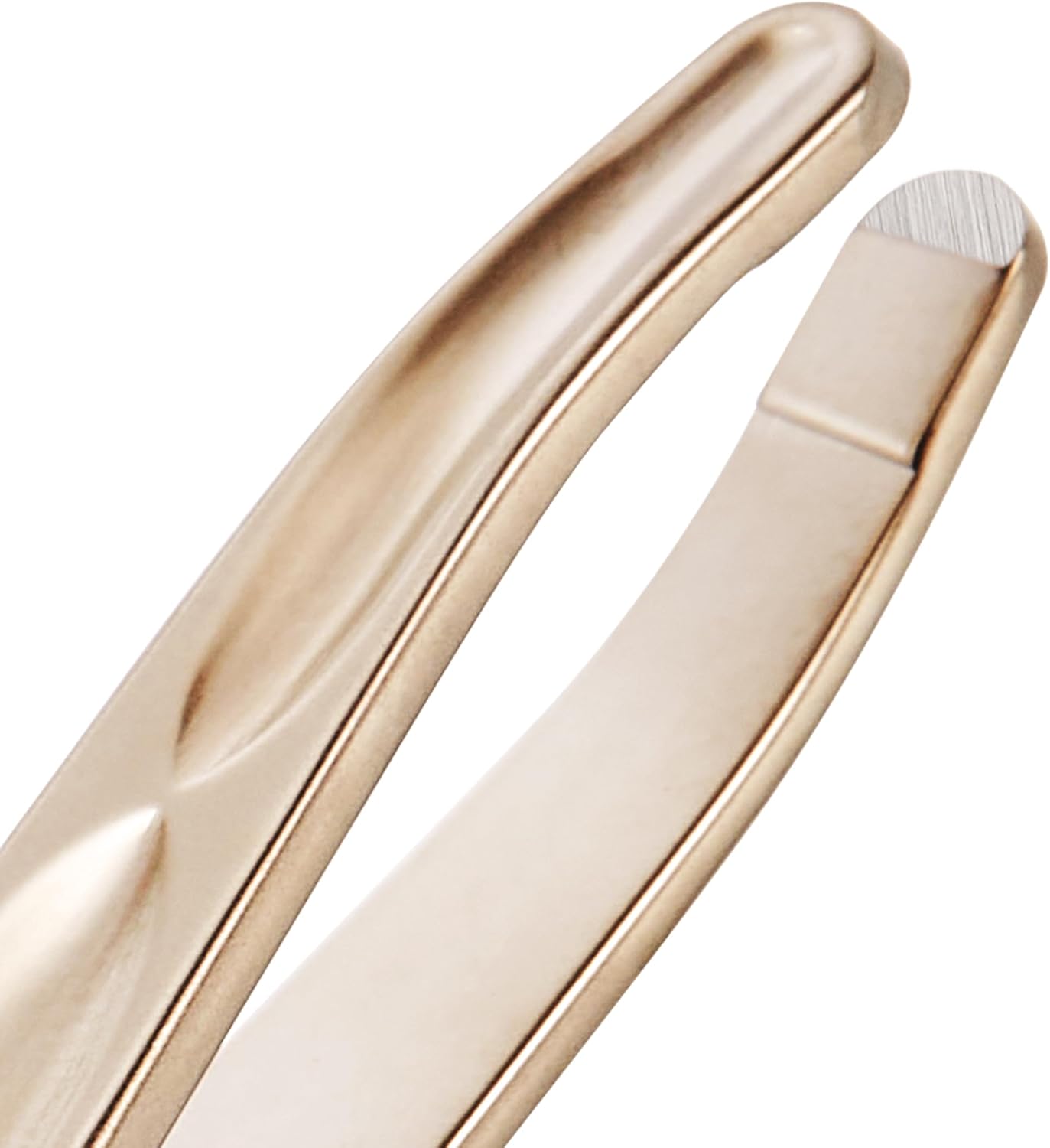 Professional Round Tip Tweezers for Men - Chin Plucker with Leather Travel Case | Light Gold