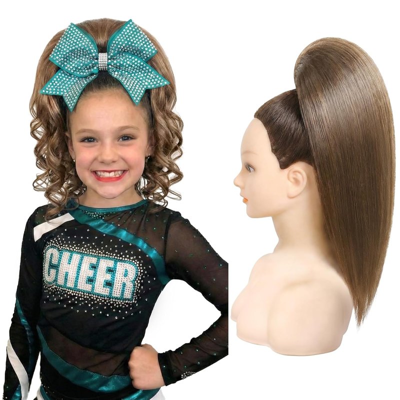 Cheer Ponytail Hair Piece - 100% Real Human Hair 16" Straight Extension | Smooth Natural Chocolate Bronzed