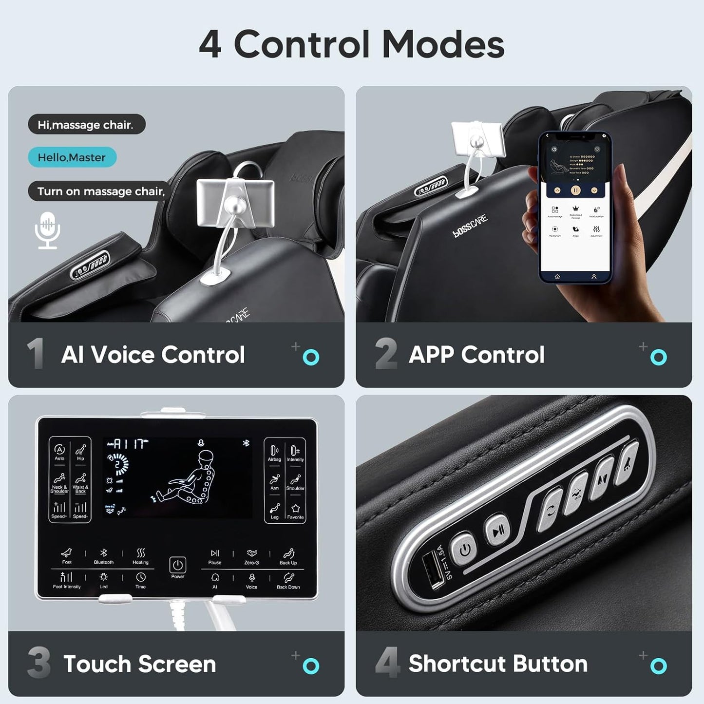 Full Body Shiatsu Massage Chair - AI Control, Zero Gravity, Heated | Bluetooth Speaker, Foot Roller, Relaxing Recliner