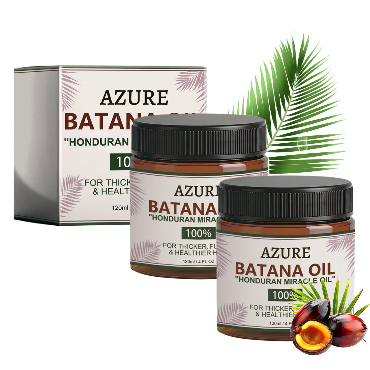 Azure Batana Oil for Hair Growth, Nature Pure Batana Oil for Hair Growth, Effective Hair Care With Promotes Hair Thickness & Good Texture (2P)