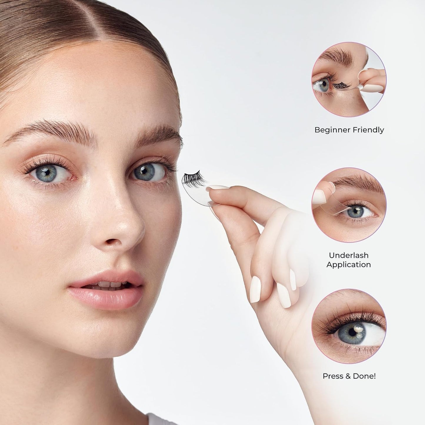 Impress Falsies Self-Adhesive Eyelashes - Classy Natural Look | 1 Pair 6mm-7mm Inner & 1 Pair 6mm-10mm Outer Lashes