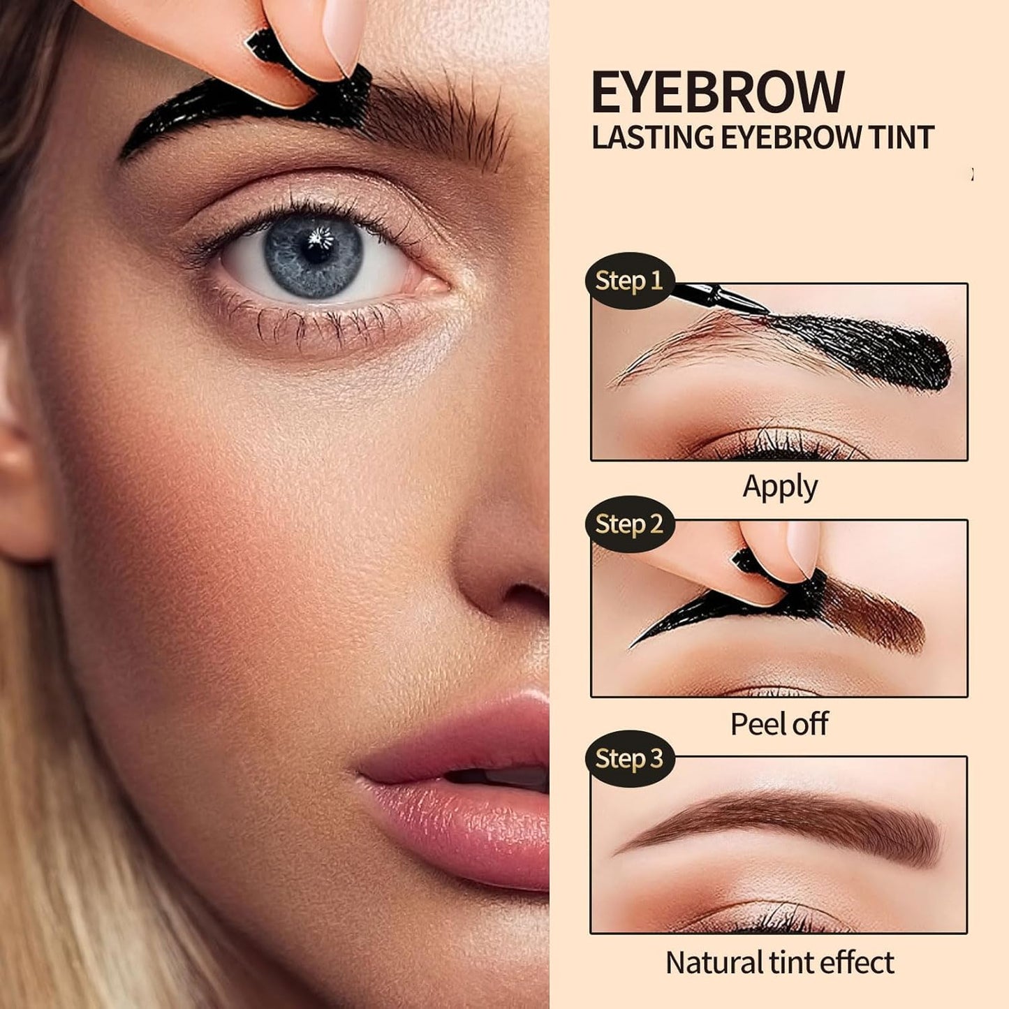Peel-Off Eyebrow Gel - Waterproof & Sweatproof Brown Brow Gel for Flawless, Natural-Looking Brows | Long-Lasting, 1 oz