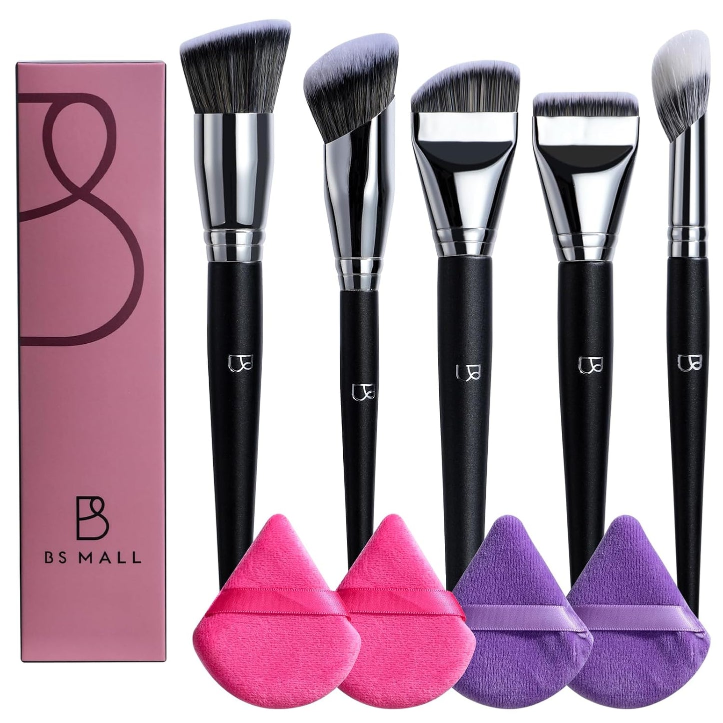 5 Pcs Professional Makeup Brush Set - Ultra-Soft Triangle Puffs & Multi-Functional Beauty Tools for Daily Use | Perfect for Eyeshadow, Concealer, Blush, and Foundation
