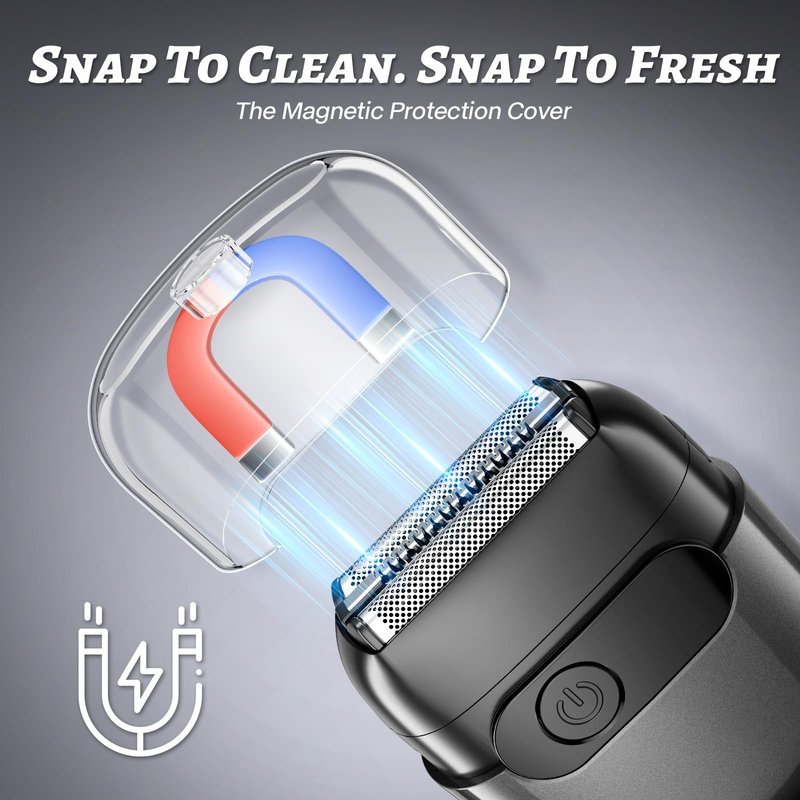 MALEGEBAZ Electric Foil Shaver for Men :3D Floating Blades, LED Display, USB-C Fast Charge, IPX8 Waterproof - Perfect for Travel & Smooth Shaving at Home Misty Gray