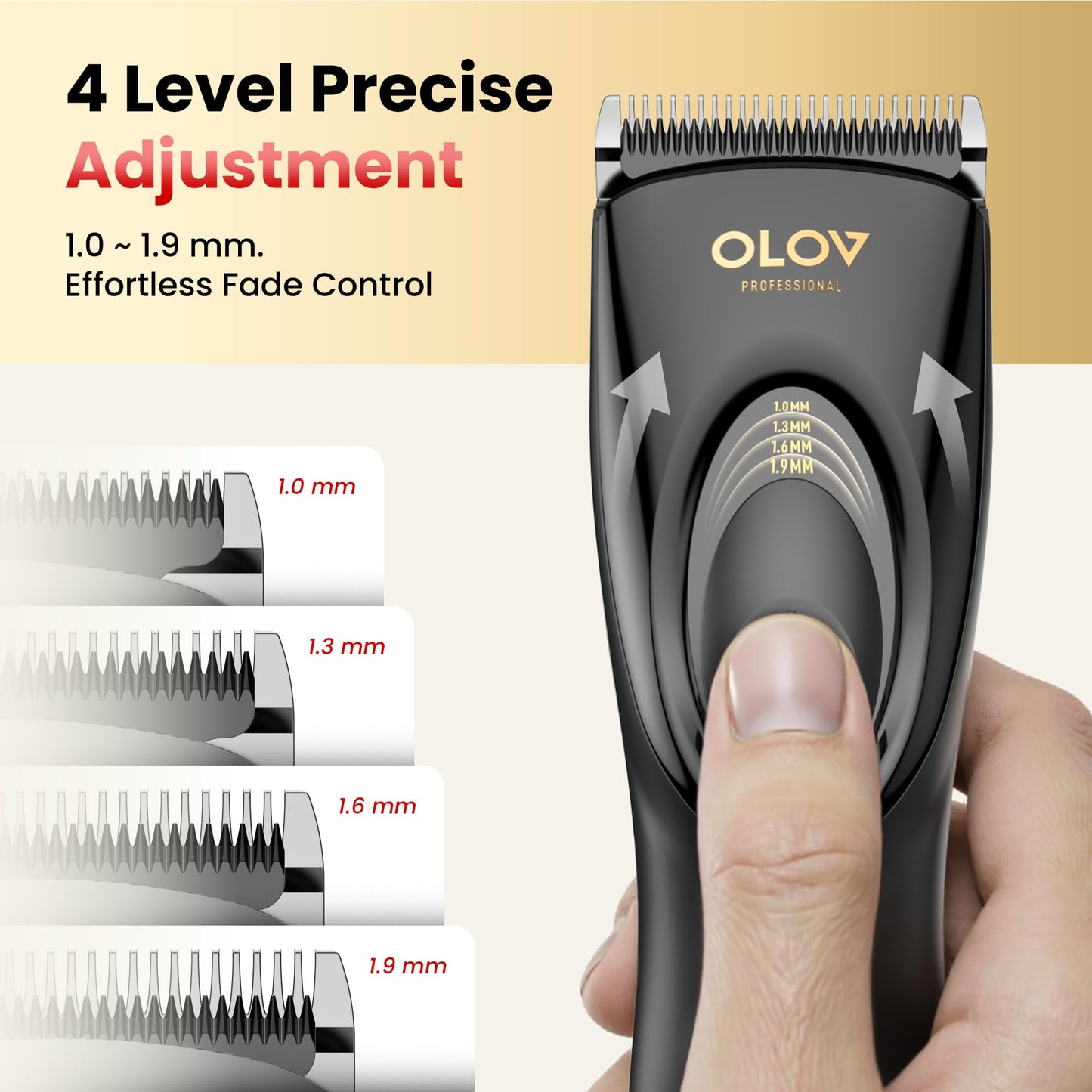 OLOV Professional Hair Clippers for Men, Cordless Hair Clipper Kit, Rechargeable Hair Clippers for Family, Black