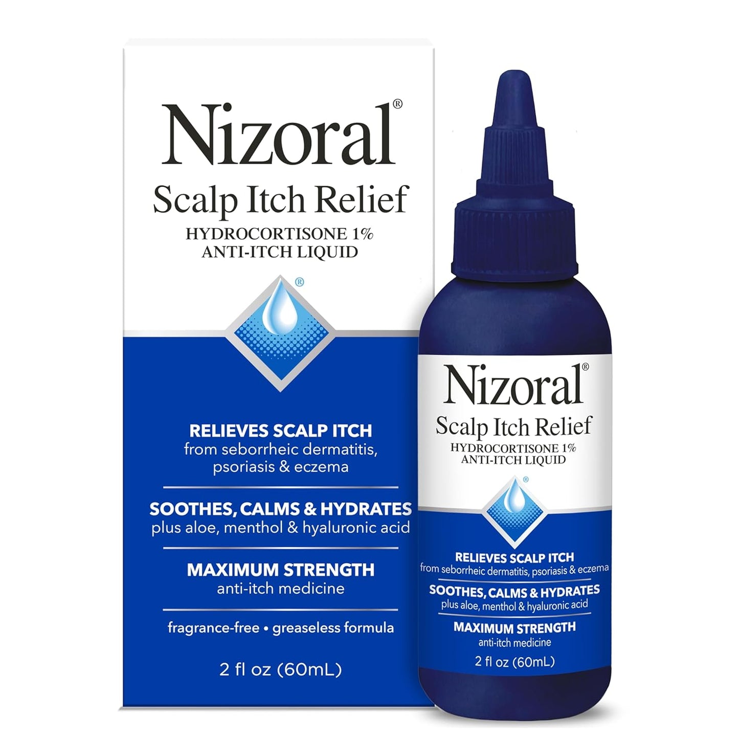 Nizoral Scalp Itch Relief Liquid - Maximum Strength Hydrocortisone 1% | 2 Fl Oz, Soothes & Hydrates Scalp Itch