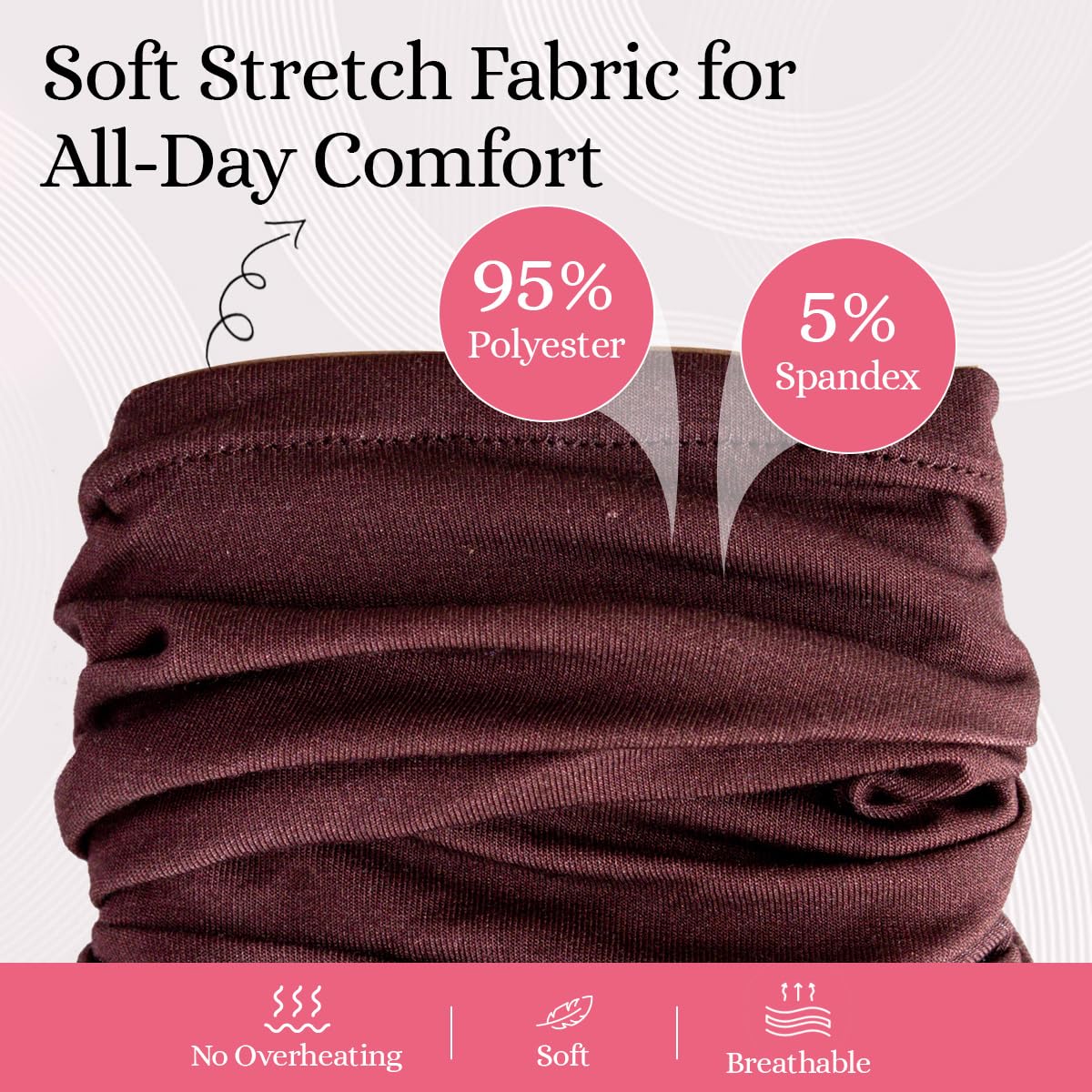 Curly Hair Headbands for Women - Stretchy Non-Slip Wide Yoga Bands | Chocolate Brown, Adult Size