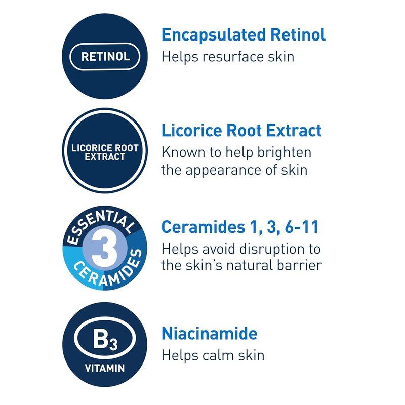 CeraVe Resurfacing Retinol Serum - Brightening & Pore Minimizing Formula with Licorice Root & Niacinamide for Post-Acne Skin Repair | 1 oz