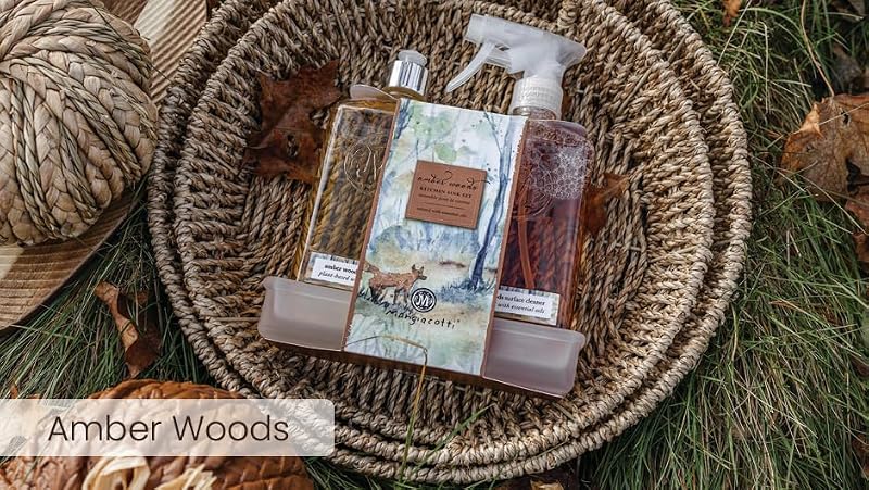 Mangiacotti Amber Woods Liquid Hand Soap - 12 Ounce Plant-Based Hand Wash with Essential Oils