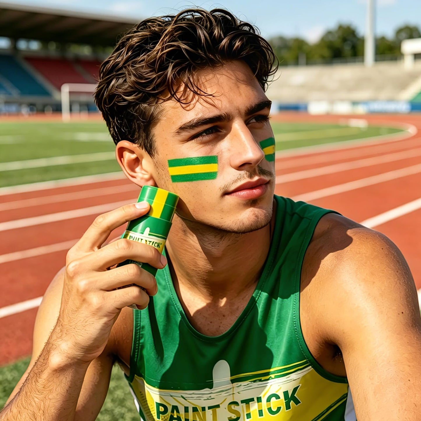 Face Body Paint Stick Player Fans Makeup Sun Glare Reduction Eye Black Paints Sticks for Game Day Baseball Football Softball Lacrosse Rugby Patriotic Accessories # Brazil Green & Yellow & Green