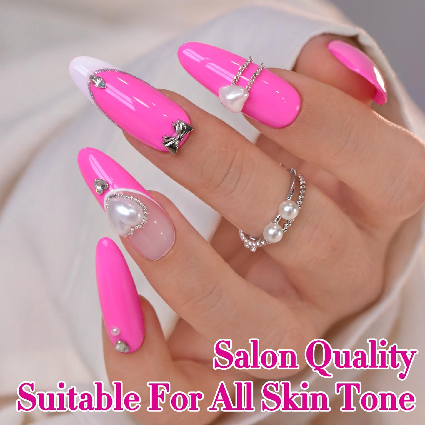 Double Rhythm 0.50 OZ Gel Polish Same Color Same Bottle Golden Round Translucent Neutral Natural Milky 15 ML Jelly UV Nail Polish Art DIY at Home (Vibrant Hot Pink-H1573)