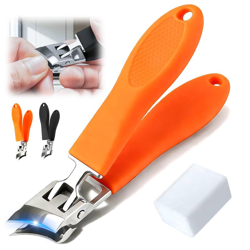 Wide Jaw Opening Anti-Splash Slanted Nail Clipper, 2026 New Curved Toenail Clippers for Thick Toenails,Slanted Nail Clippers Curved Toenail Clippers for Ingrown Nails and Thick Toenails (Orange)