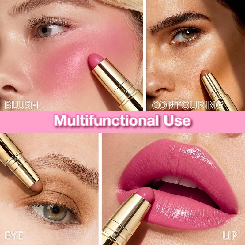 Kaely Contour Blush Multiuse Stick - Cream Bronzer Makeup Palette | Vegan & Cruelty-Free, 02 Berry Tan