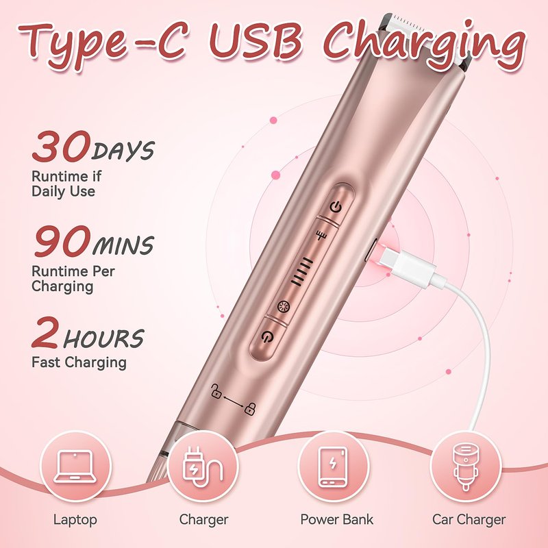 Bikini Trimmer for Women, Painless Dual Head Shaver for Sensitive Skin