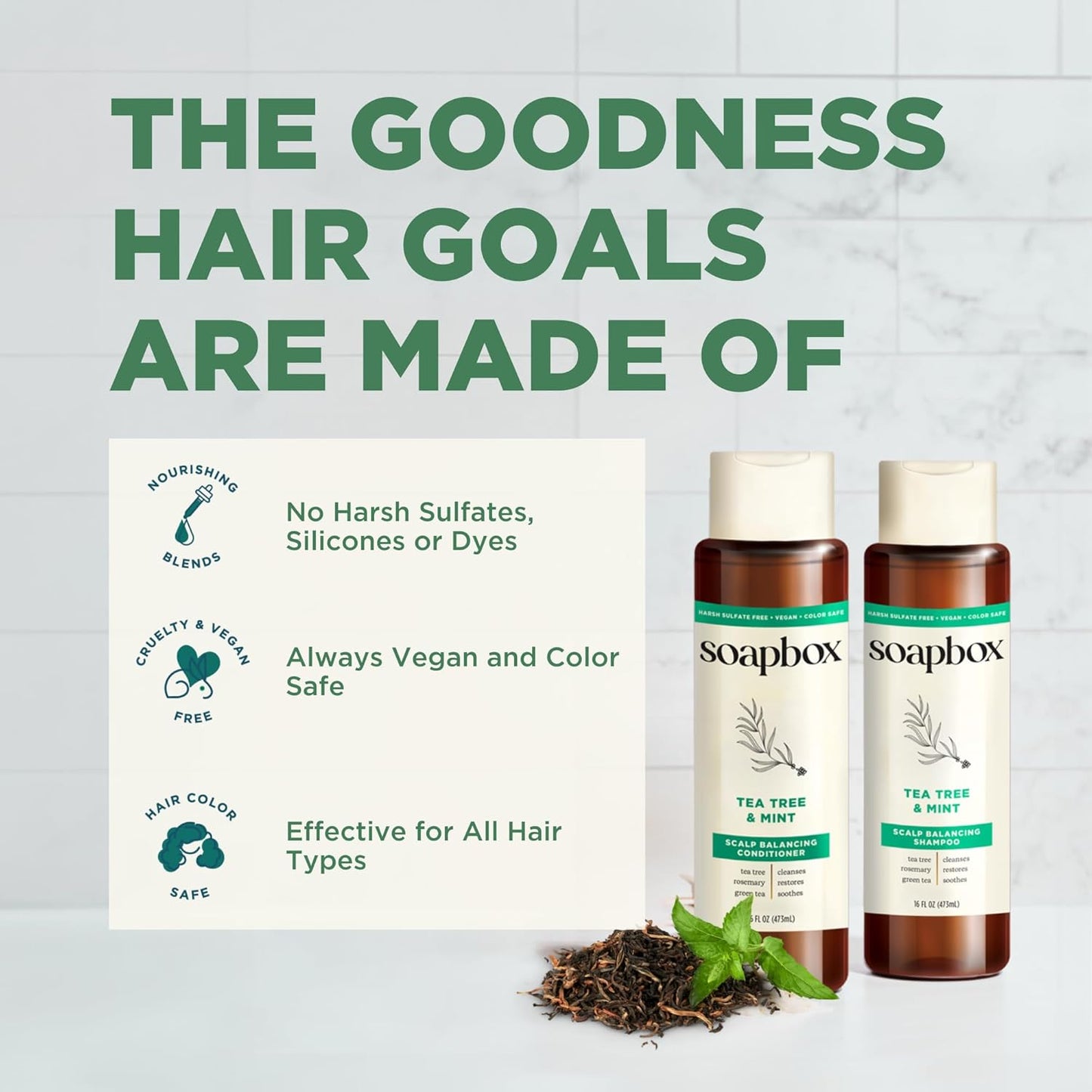 Tea Tree Oil & Mint Shampoo and Conditioner Set - Soothing, Chemical-Free Formula | 1 Liter Each