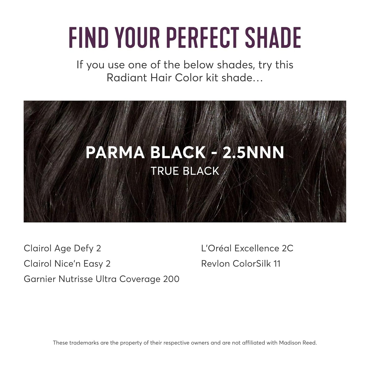 Radiant Hair Color Kit - 100% Gray Coverage for Resistant Grays, PPD-Free & Ammonia-Free | 2.5NNN Soft Black (Parma Black)