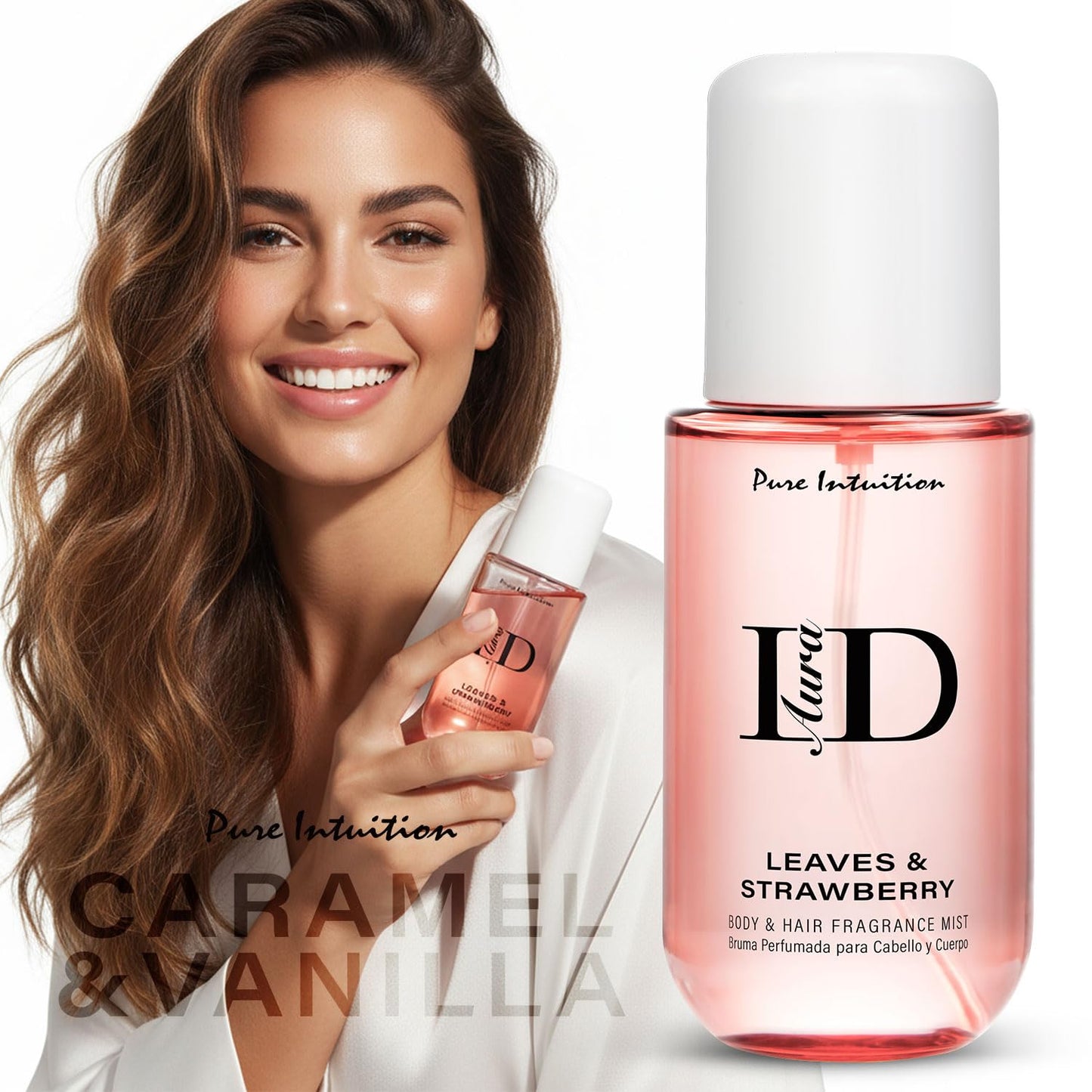 Caramel Vanilla & Strawberry Hair & Body Mist Gift Set - Lightweight Layerable Spray | 2 Pack, 5.9 fl oz Each
