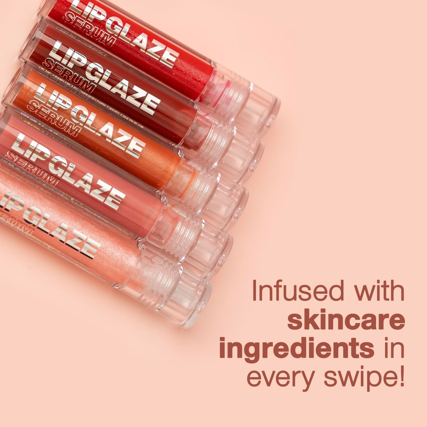 Palladio Lip Glaze Serum - Hydrating Lip Gloss with Peptides & Hyaluronic Acid for Plump Lips | Vegan, High-Shine (Blush Brulee)