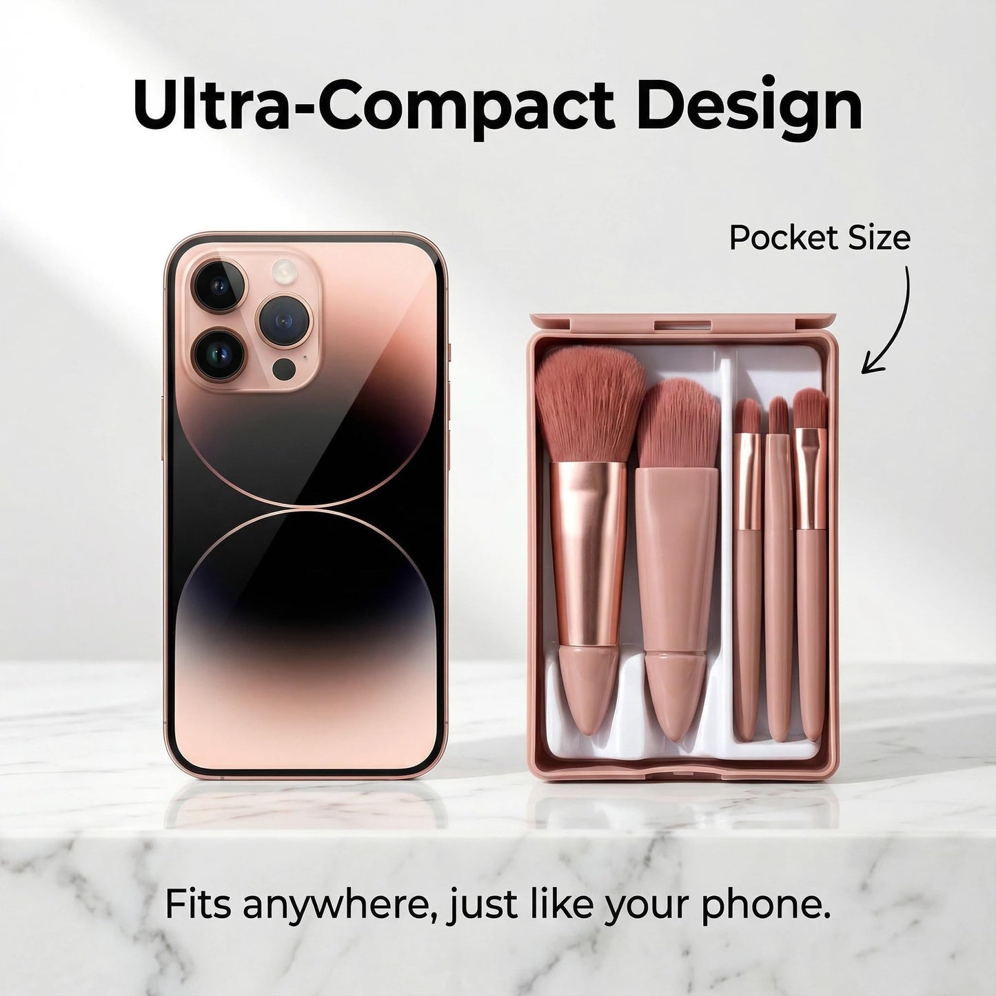 5PCS Portable Travel Makeup Brush Set With Mirror, Mini Complete Function Cosmetic Brushes Kit, Blush Brush Eyeshadow Brush With Mirror Box