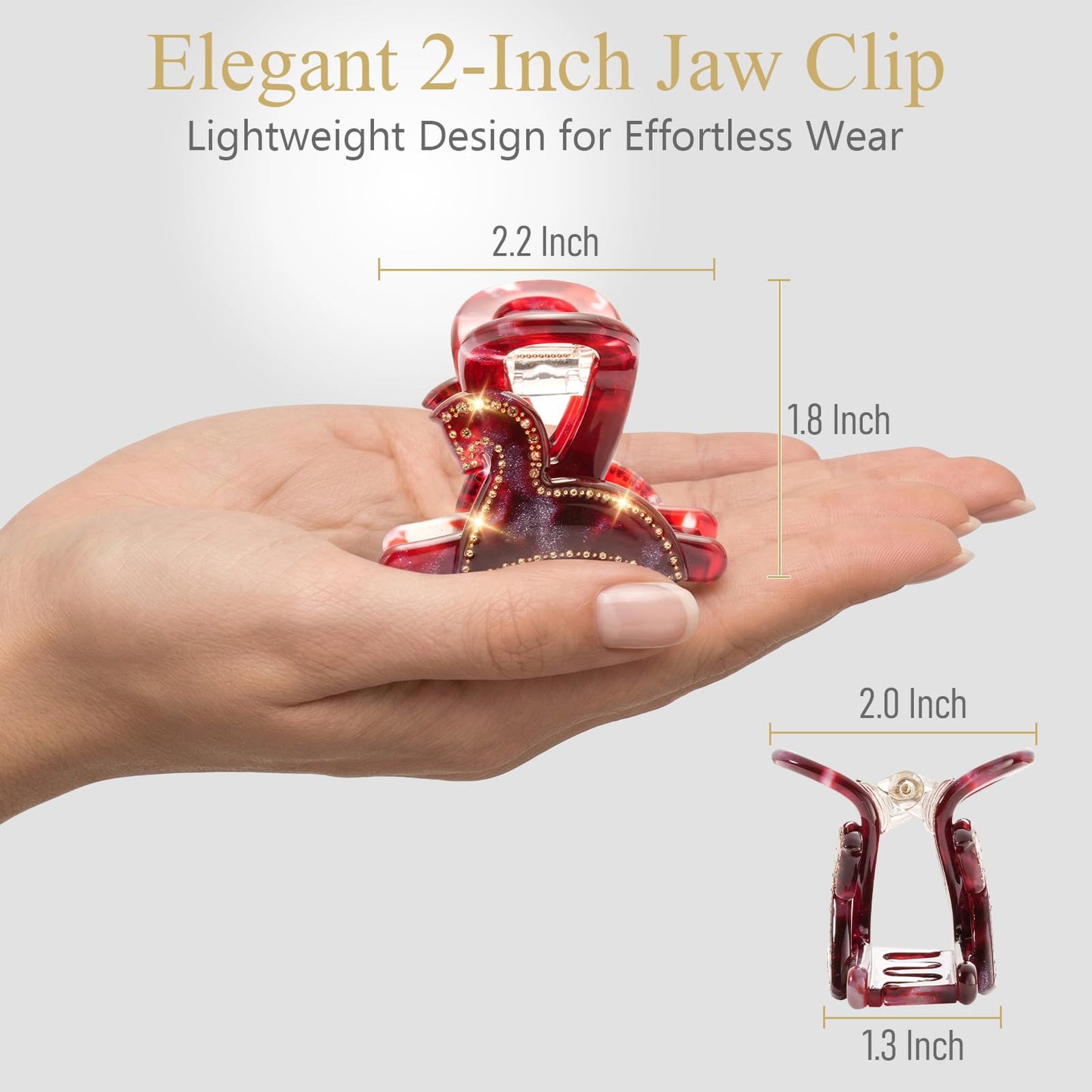 LOVIME Red Hair Clips for Women Premium, Medium Claw Clips for Thick Thin Hair Girls, Strong Grip No Slip Hair Clip, Acetate Hair Accessories for Birthday Gifts for Mom with Gift Box