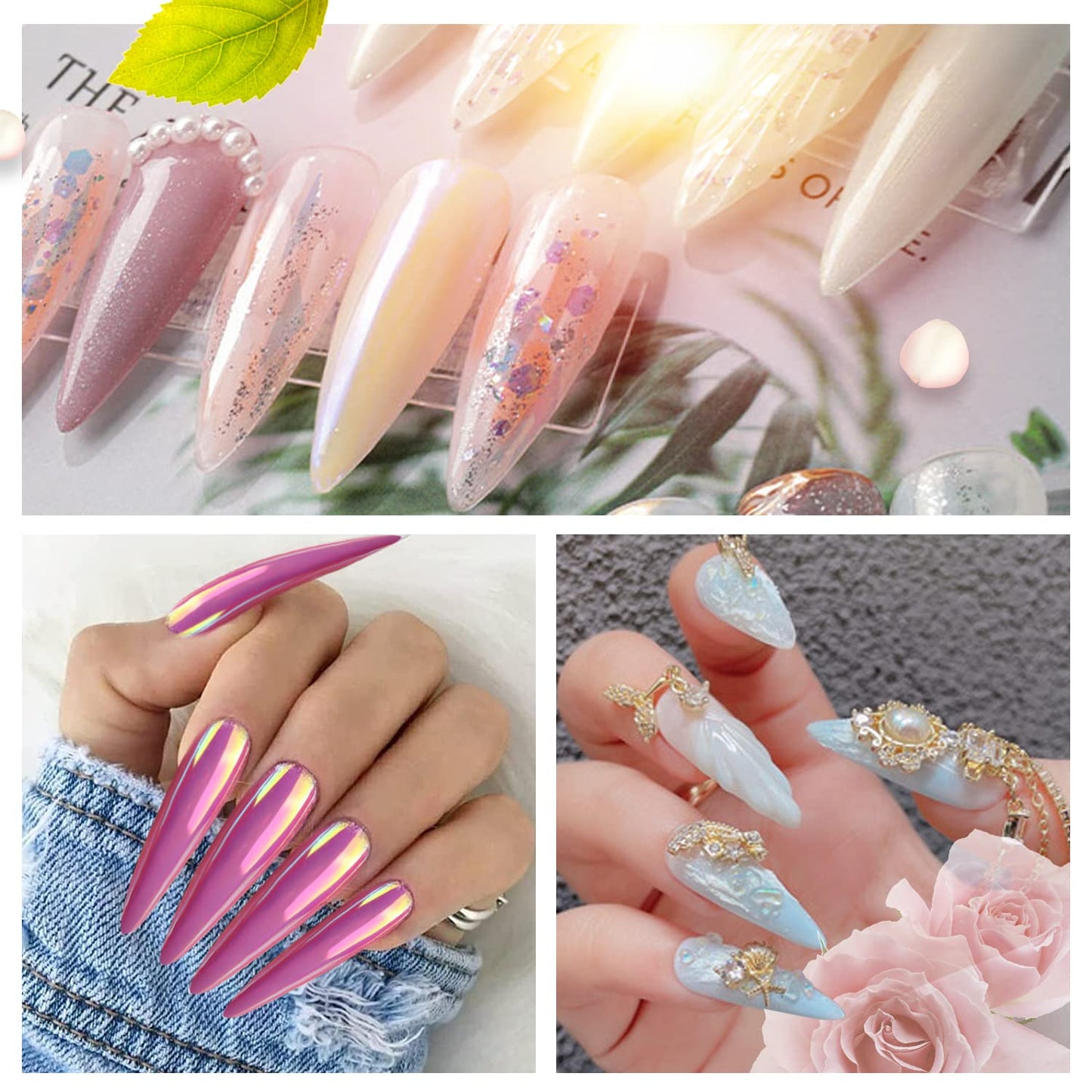 Stiletto Nail Tips - 600PCS XXXL Extra Long Full Cover for Acrylic Nails | 12 Sizes Clear Flattened Fake Nails