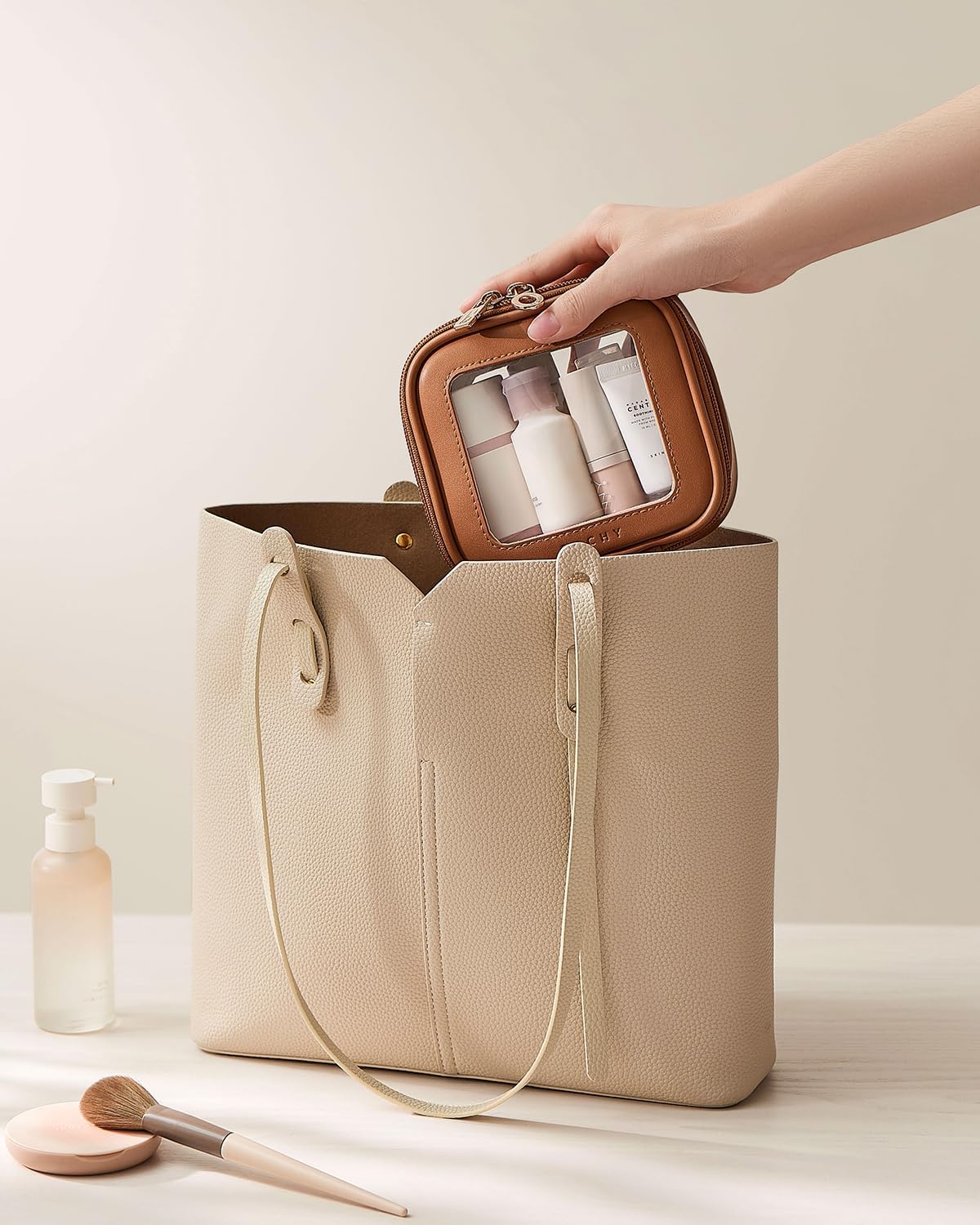 Clear Makeup Bag - Waterproof TSA Approved Toiletry Organizer for Women | Portable Zipper Pouch for Travel Essentials