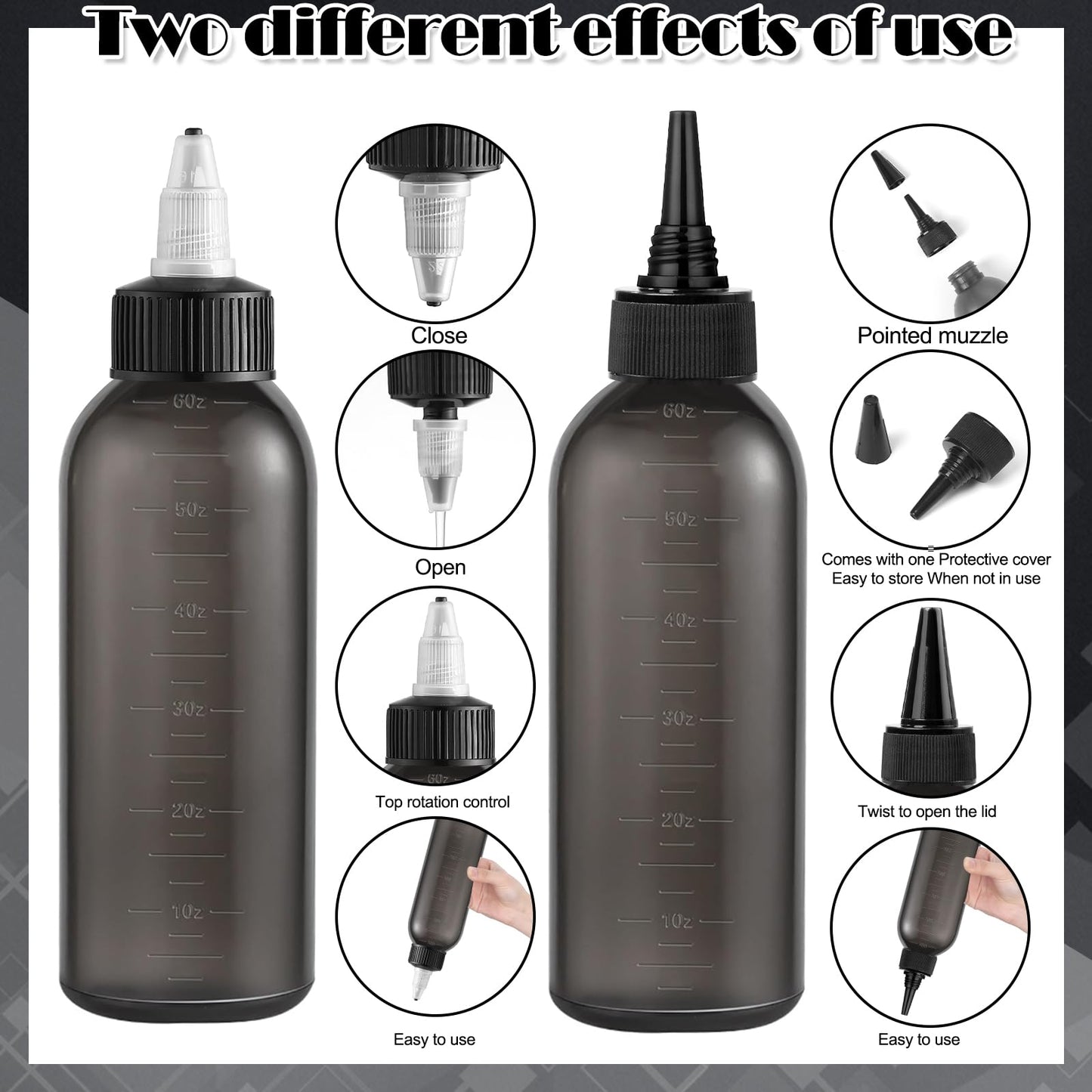 Root Comb Applicator Bottle Oil Applicator for Hair Dye & Scalp, Black