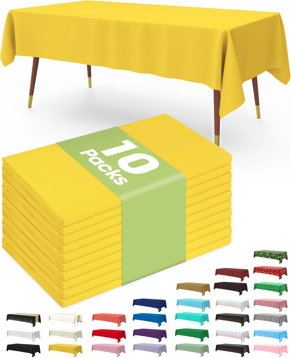 Plastic Table Cloths - 10 Pack Disposable 54 x 108 Inch for Parties, Picnics & Weddings | Rectangle White