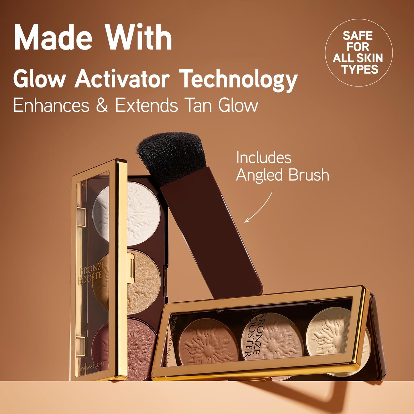 Physicians Formula Bronze Booster Highlight & Contour Palette with Brush, Blendable & Buildable Finish - Matte Sculpting