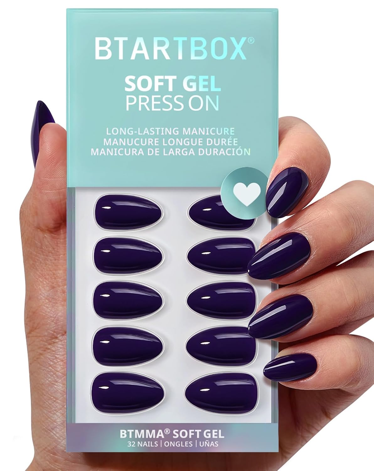 Press On Nails - Almond Shape Pastel Baby Pink Short Nails | Opaque Soft Gel, 32-Piece Kit in 16 Sizes