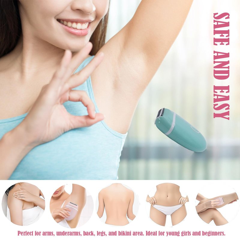 Electric Hair Shaver for Women: Compact, Cordless Wet & Dry Razor for Smooth Body & Dual Trimmers – Bikini Line and Quick, Travel-Friendly.BEAUTISILK (Green)