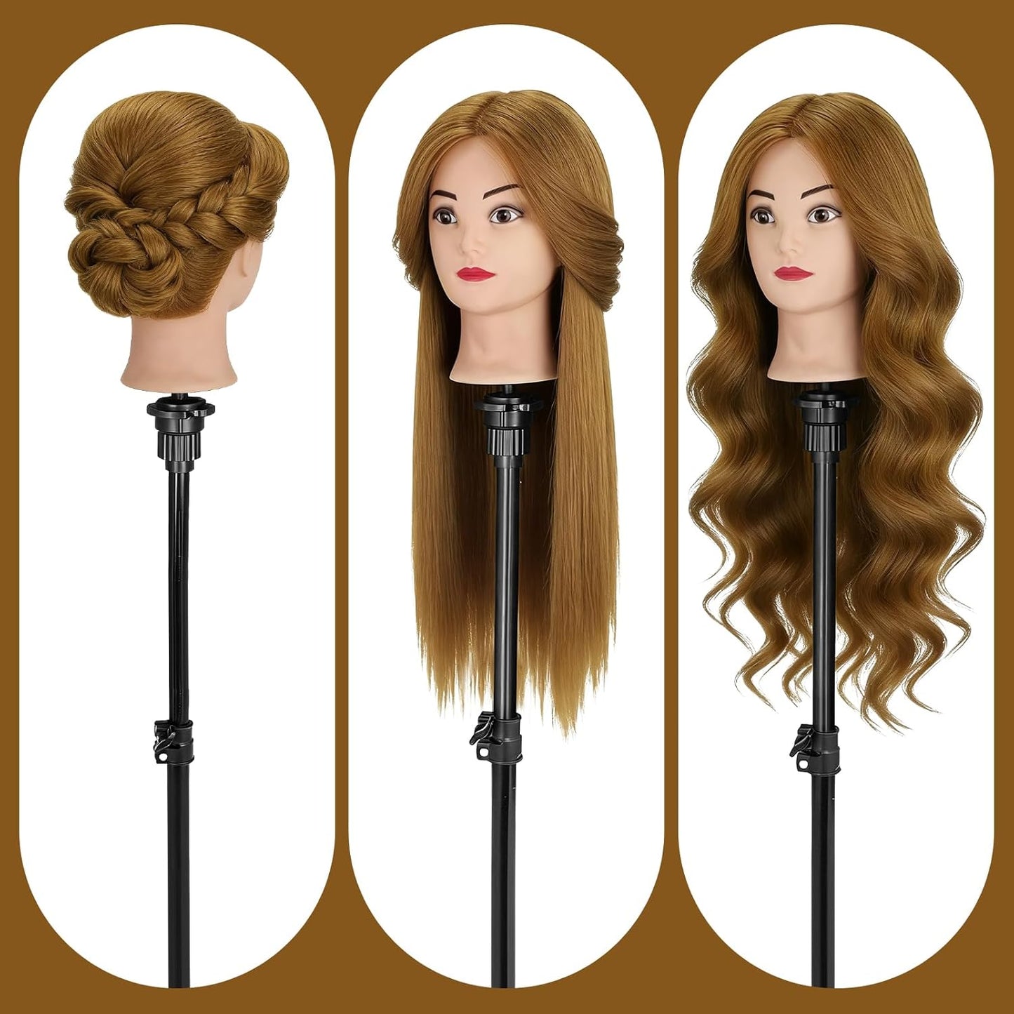 Mannequin Head - 90% Human Hair Styling Head for Cosmetology | 26"-28" Hairdressing Training Doll with Clamp & Styling Set