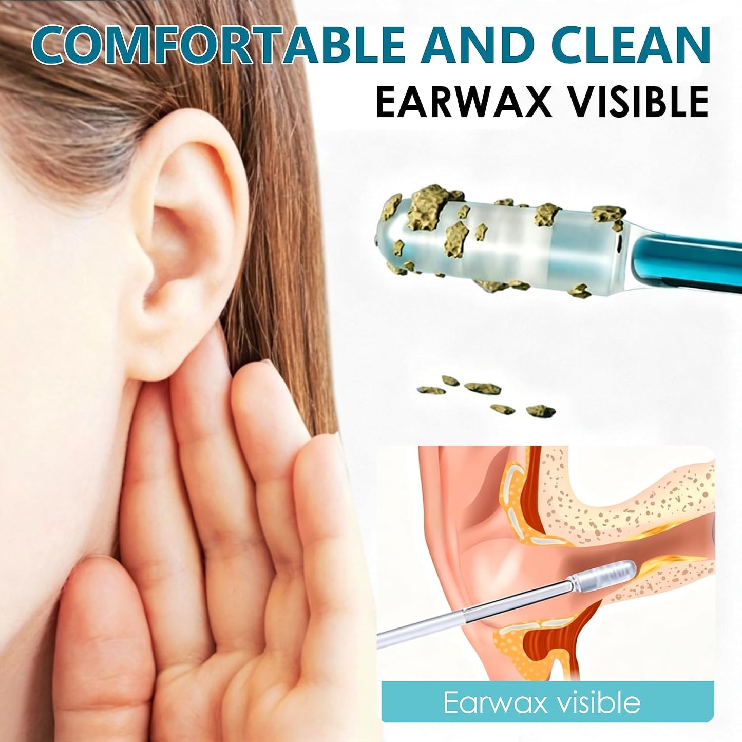 Reusable Sticky Ear Cleaning Sticks - 24 Pcs Gentle Adhesive Ear Swabs with Soft Tips | Home Ear Wax Removal Tools
