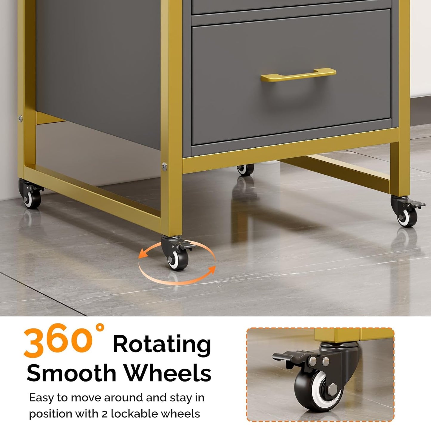 OmySalon Salon Trolley Cart - Mobile Hair Styling Station with 3 Drawers & 2 Shelves | Gray