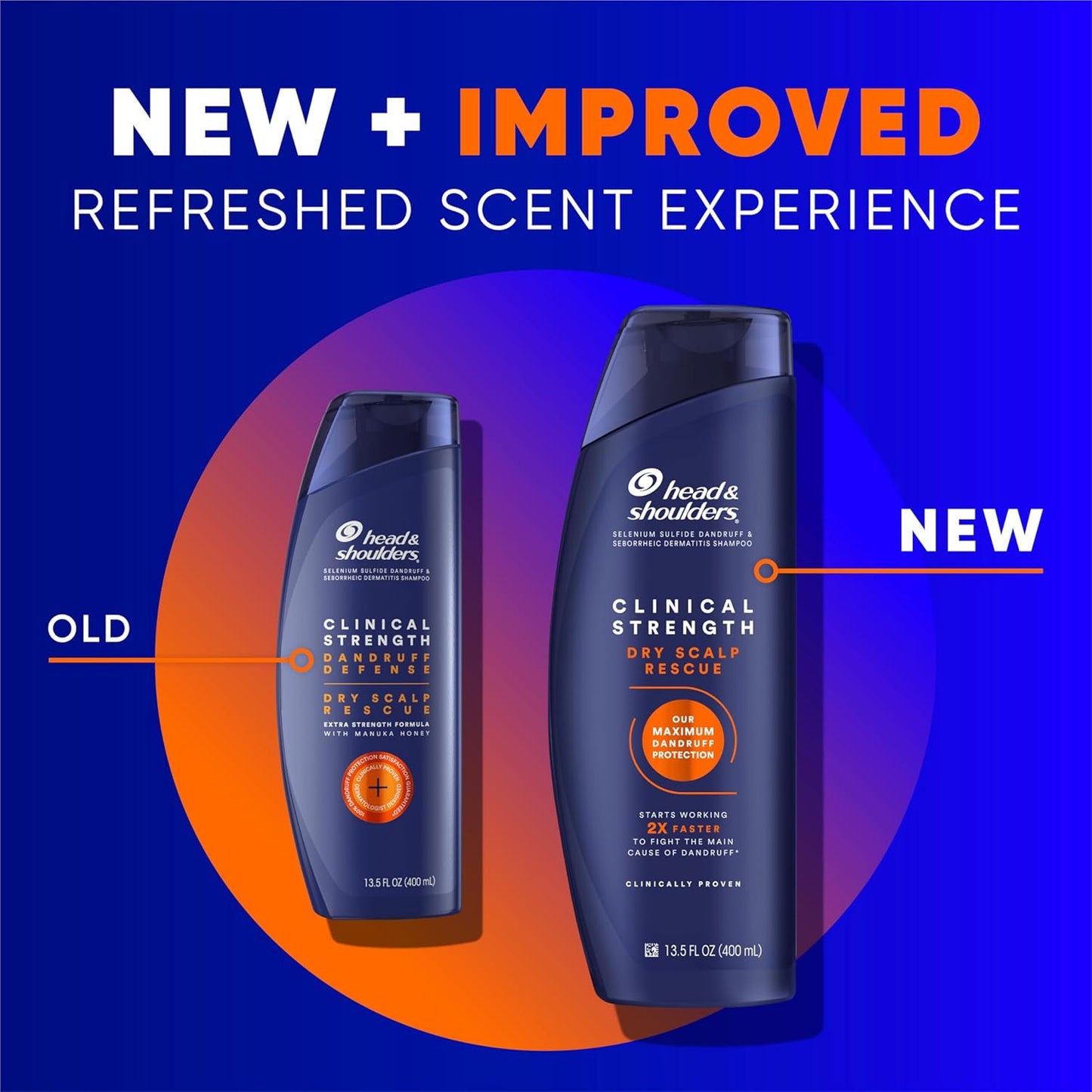 Head & Shoulders Anti-Dandruff Shampoo - Clinical Strength Dry Scalp Rescue, 1% Selenium Sulfide | 13.5 fl oz + Conditioner 9.1 oz