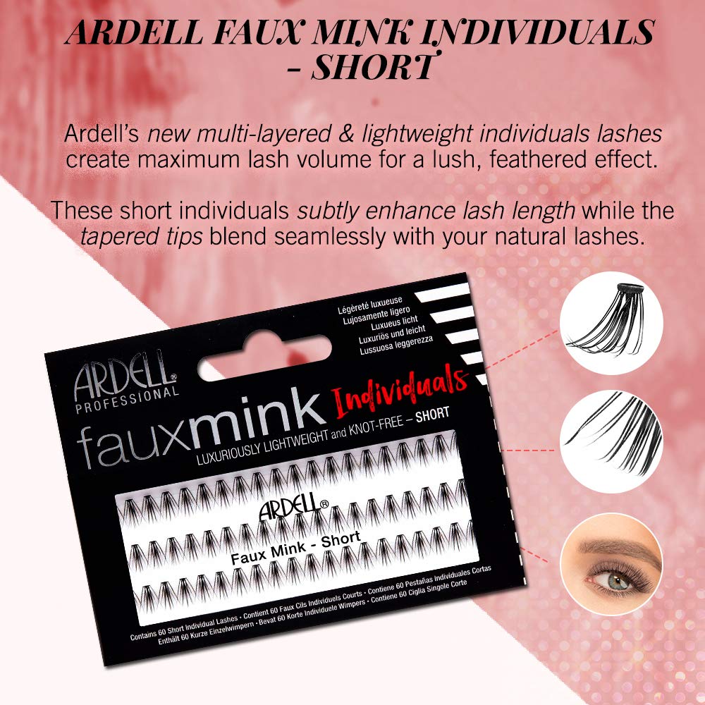 Faux Mink False Eyelashes - Individual Short Lash Clusters for Natural Look | 4 Pack, Black