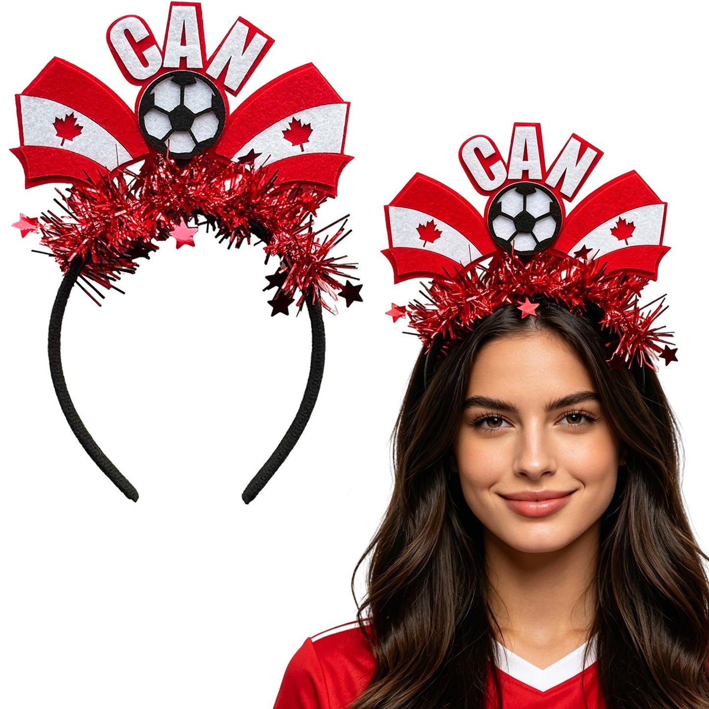 KASOICRA Canada Flag Headband Football Hair Hoops World Cup Party Headbands for Soccer Fans for Soccers Accessories Women Men Soccers Hair Bands Game Day Sports Hair Decoration 1Pcs
