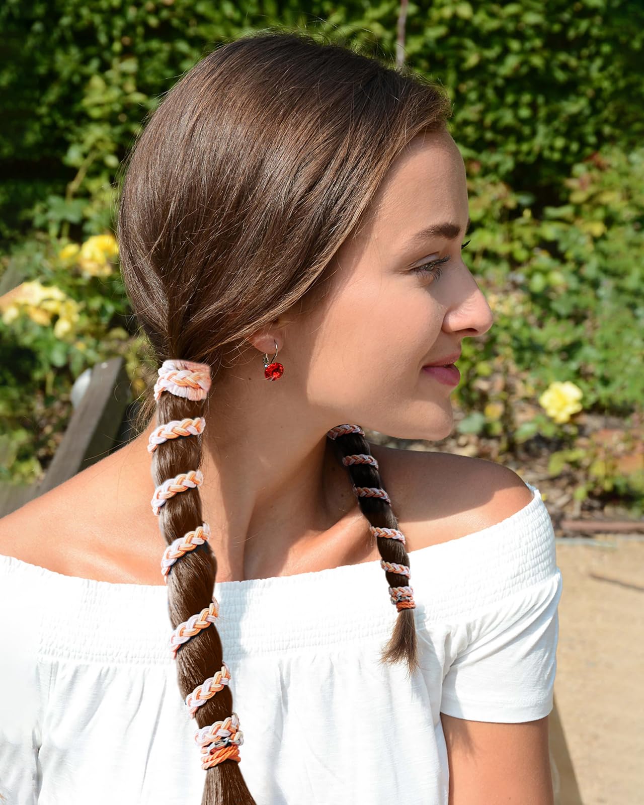 Long Spiral Hair Ties No Damage for Fine Thin Hair, 18" Soft Ponytail Holders Braided Pony Tails Wrap Hair Tie for Women Girls Stretchy Hair Bands for Wind Sports Motorcycle Skiing - 3 Packs