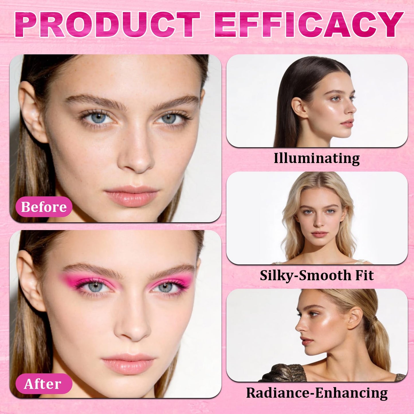 Eye & Cheek Palette with 1 Pcs Blush Brush, Multifunctional Blush Palette, Eyeshadow and Highlighter Makeup, 4-In-1 Natural Glow Contour Powder for Women