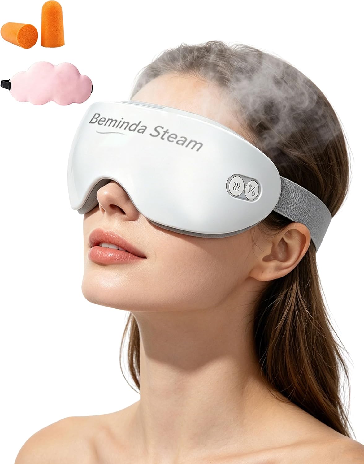 Steam Eye Mask - Rechargeable Warm Mist Eye Steamer for Puffy Eyes & Strain Relief | Soft Silicone Design, 40-42°C