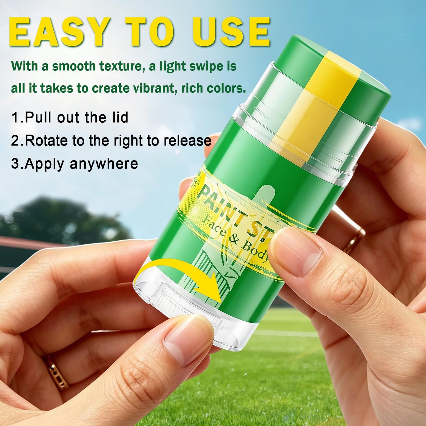 Face Body Paint Stick Player Fans Makeup Sun Glare Reduction Eye Black Paints Sticks for Game Day Baseball Football Softball Lacrosse Rugby Patriotic Accessories # Brazil Green & Yellow & Green