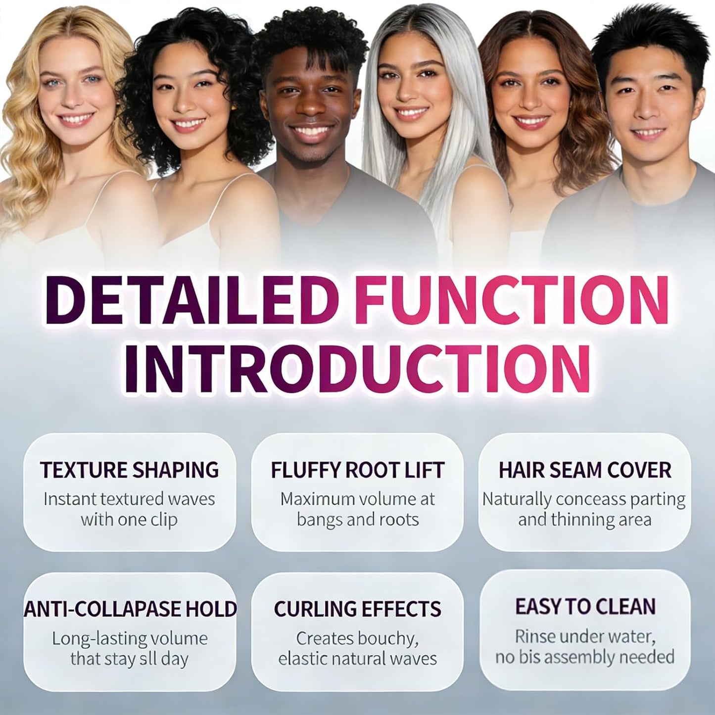 Volumizing Wide-Tooth Hair Styling Comb - Dual-Purpose Root Lift Tool for Curly & Straight Hair | Anti-Frizz, Non-Slip Grip, Grey