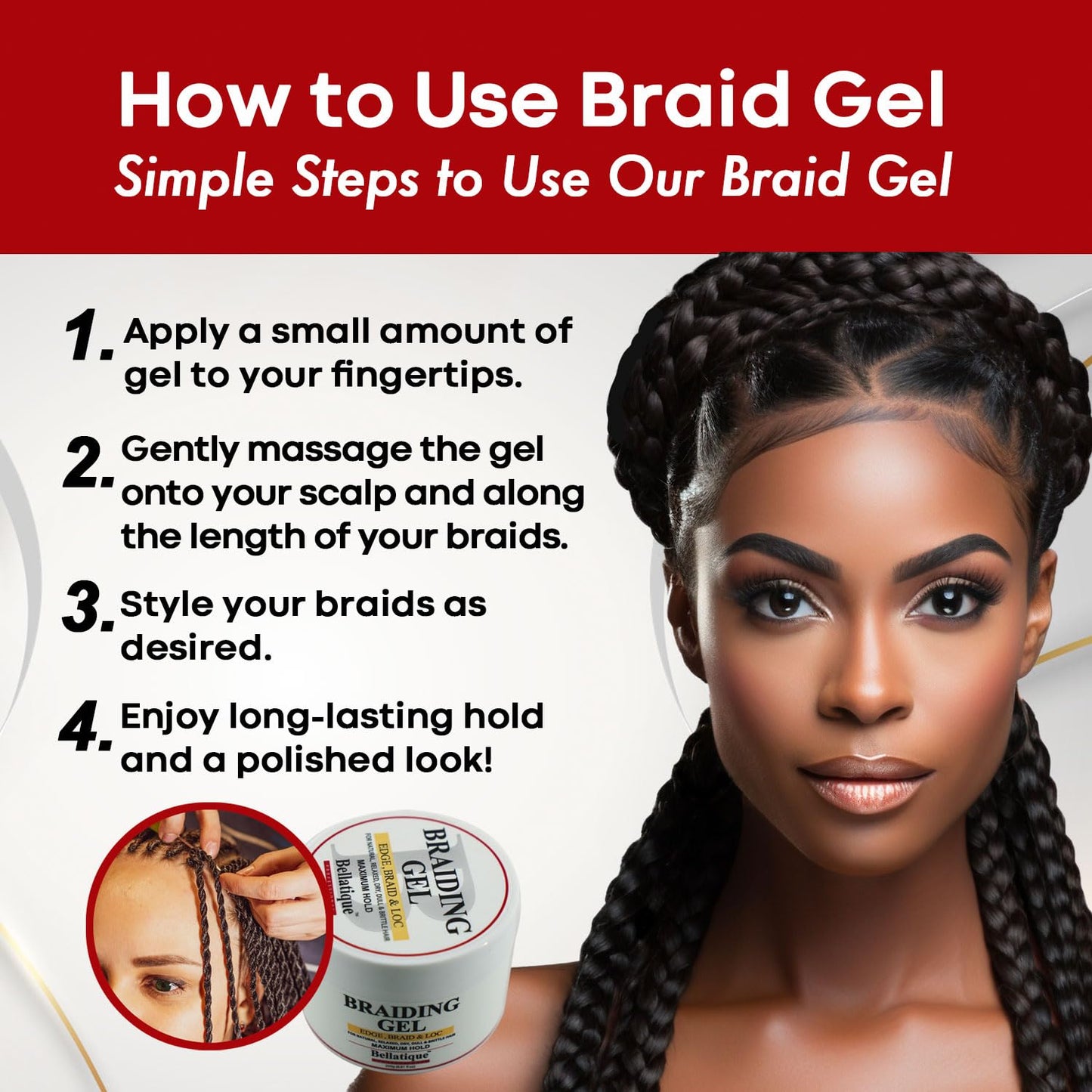 Edge Control & Braiding Gel for Natural Hair - Maximum Hold, No Flaking, Fast Drying | 8.8 oz
