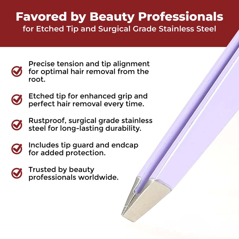 Venus by Regine Slant Tweezers - Handmade Precision Tool for Women & Men, 25-Degree Angle for Shaping Eyebrows & Grooming Facial Contours, Suitable for Eyebrow & Facial Hair Removal (Lavender)