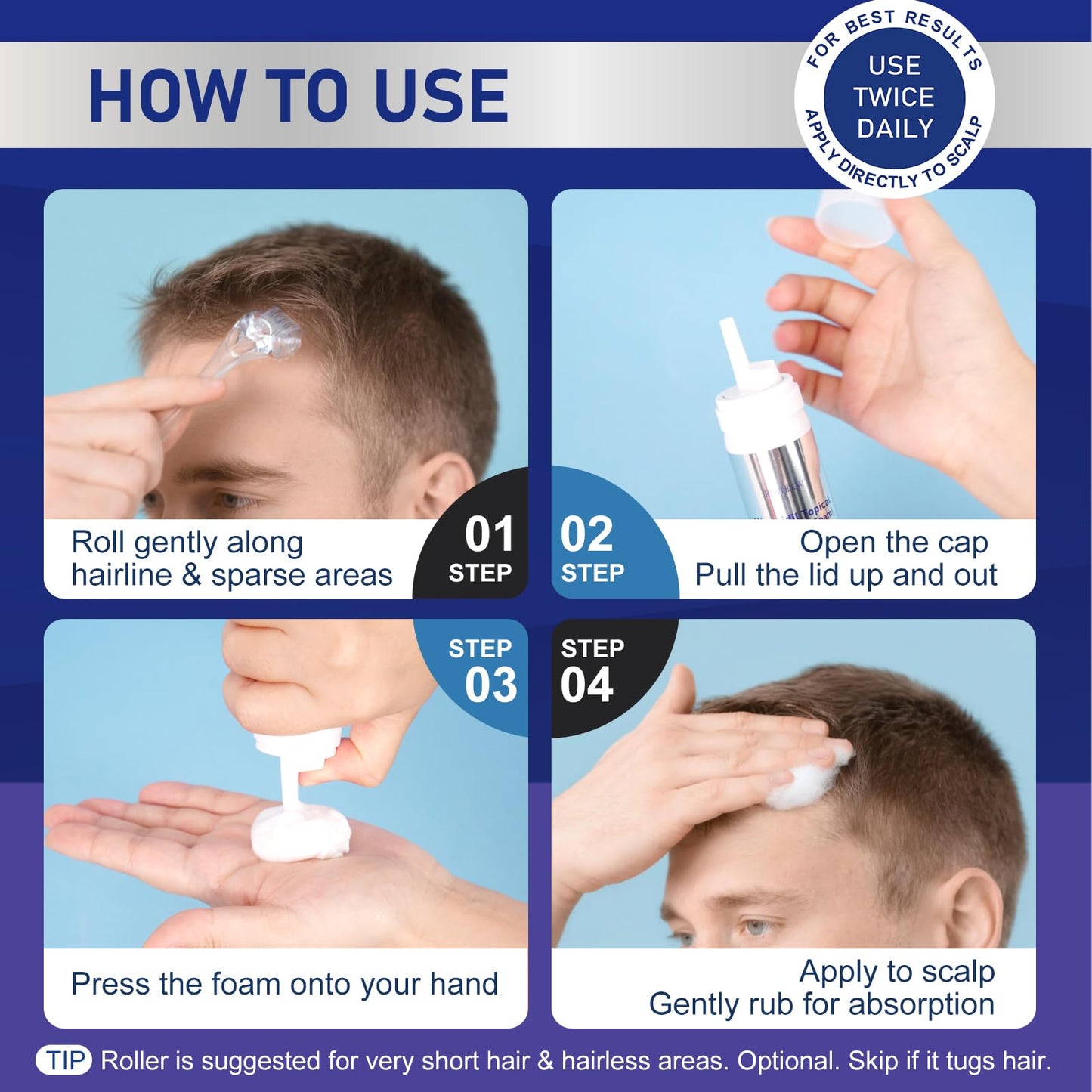 5% Minoxidil Foam for Men and Women Hair Growth, Minoxidil for Men Foam for Hair and Beard, Hair Regrowth Treatment Helps Regrow Hair Loss & Thinning (7pcs, 14.77oz, 7 Month Supply)