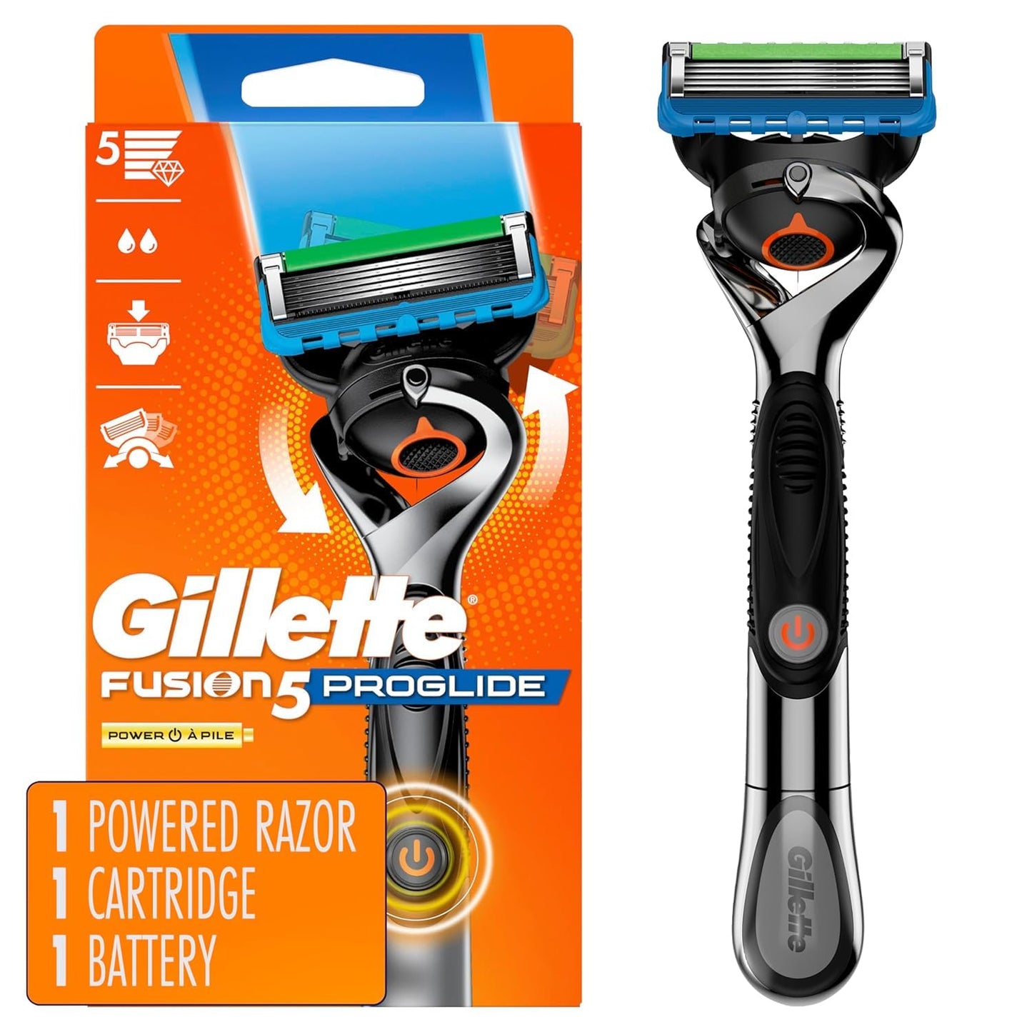 Gillette Fusion5 Power Razor for Men - Precision Shaving Handle with 1 Blade Refill