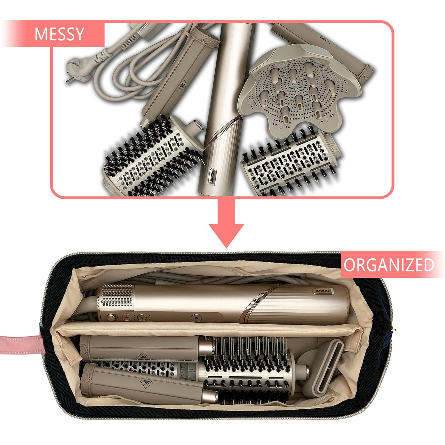 Chelvvg Hair Tools Travel Bag for Shark Flexstyle | Portable Carrying Case for Dyson Airwrap Hair Dryer Brush Revlon Hair Tools | Waterproof Dustproof Shockproof Flat Curling Iron Travel Organizer