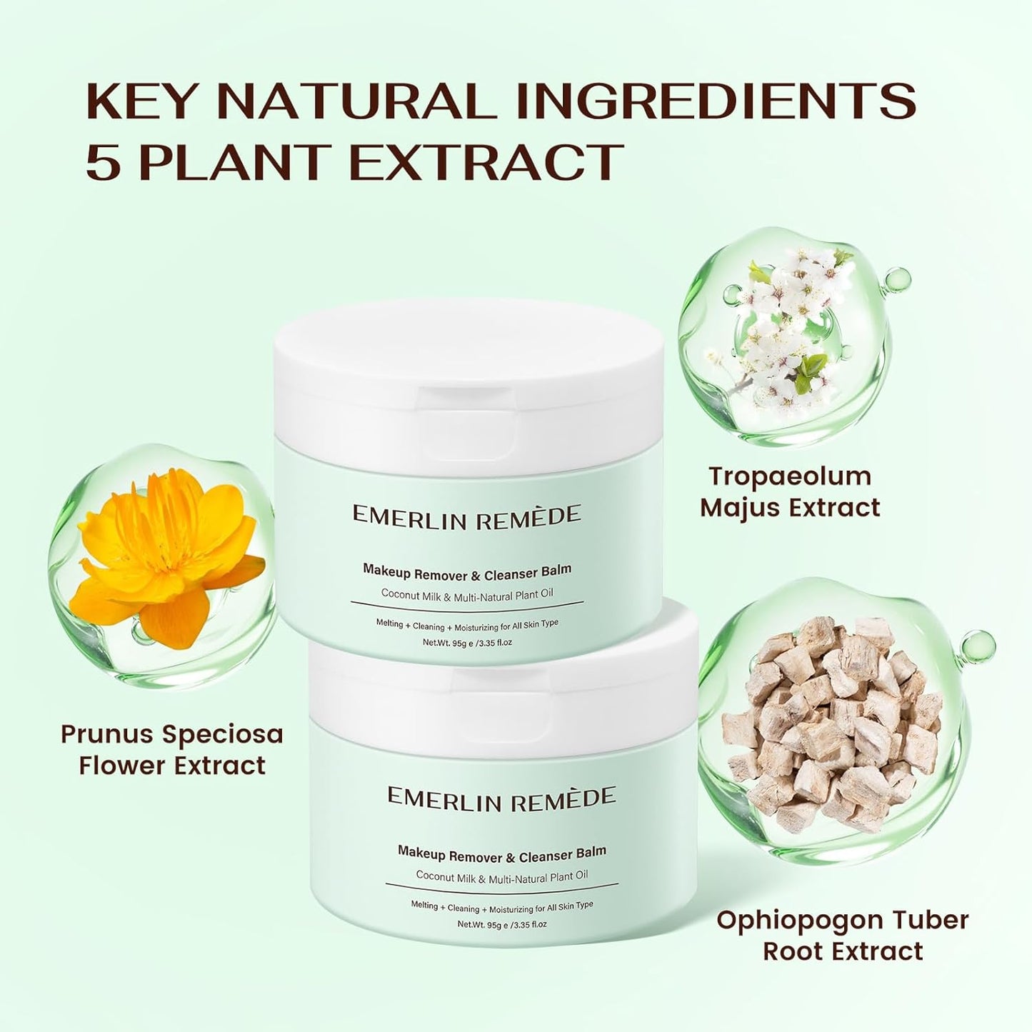 Makeup Remover & Cleanser Balm - Coconut Milk & Natural Oils for All Skin Types | Moisturizing & Melting Formula
