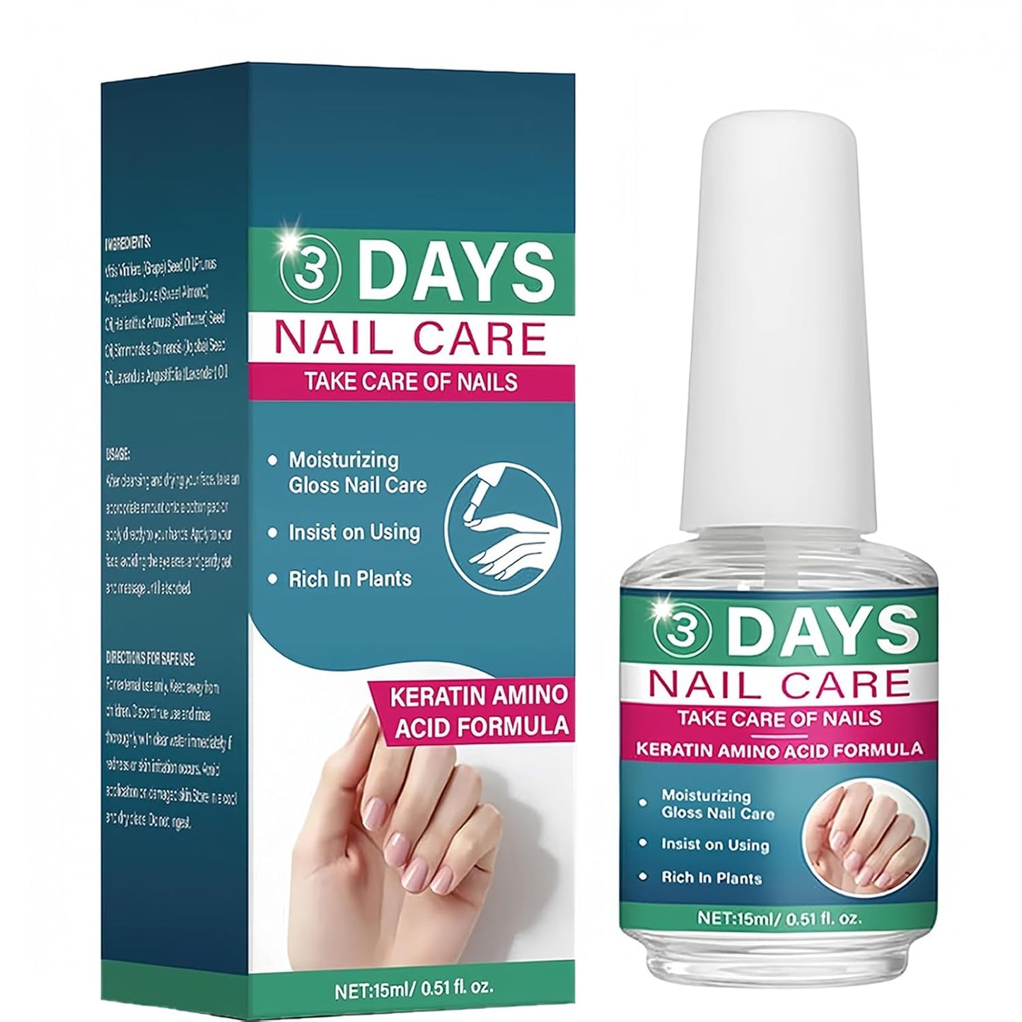 Nail Strengthening & Hydrating Oil - Clear Daily Care Solution for Weak Nails | 15ml Natural Gloss Finish